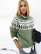 Pull vert aéré à manches longues et imprimé