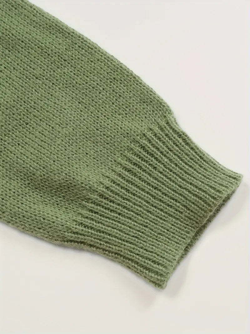 Pull vert aéré à manches longues et imprimé