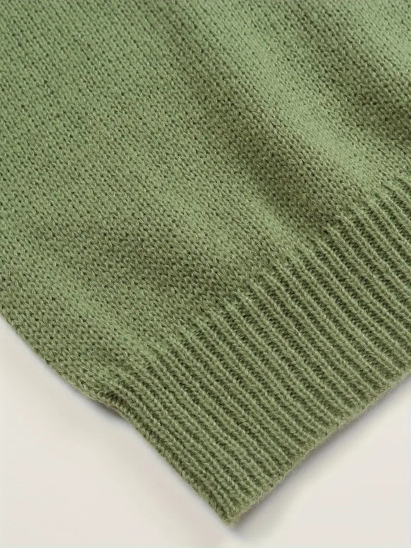 Pull vert aéré à manches longues et imprimé