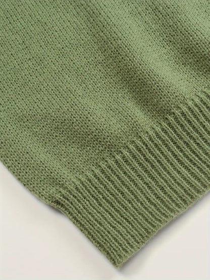 Pull vert aéré à manches longues et imprimé