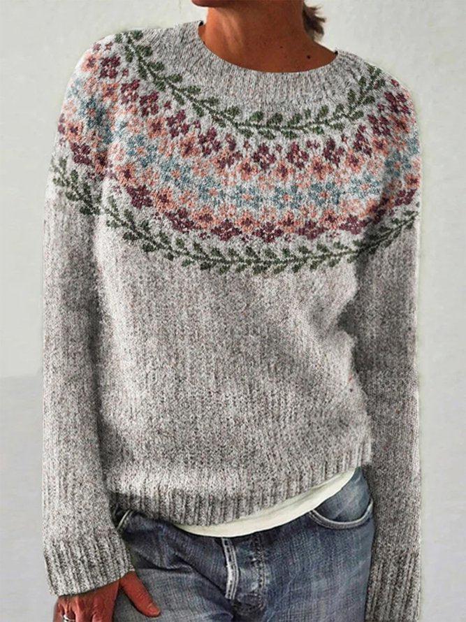 Pull élégant à col rond et imprimé spécial